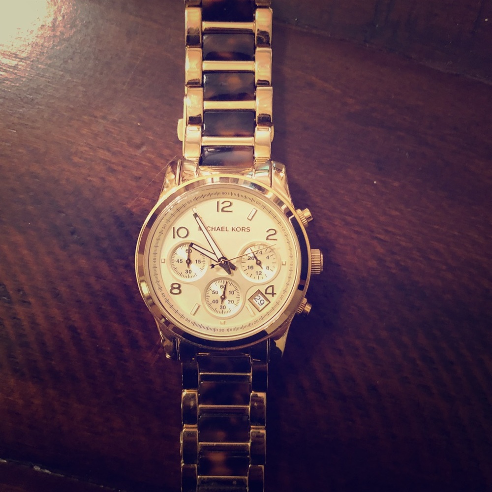 Michael Kors Tortoise/Gold Chronograph Watch